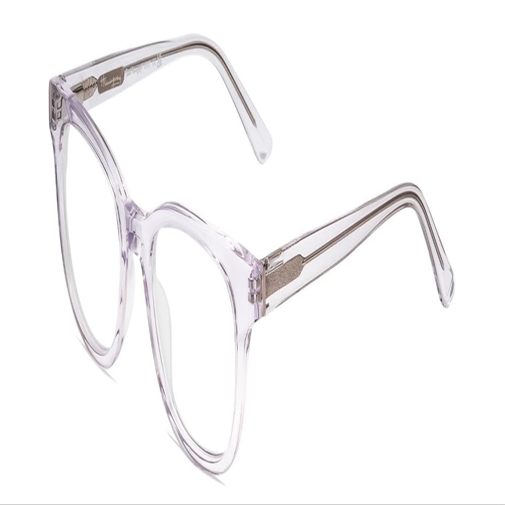 Calabria Ernest 4901 Cat-Eye Blue Light Blocking Reading Glasses +3.50 Clear Crystal/Silver Glitter Accent Women