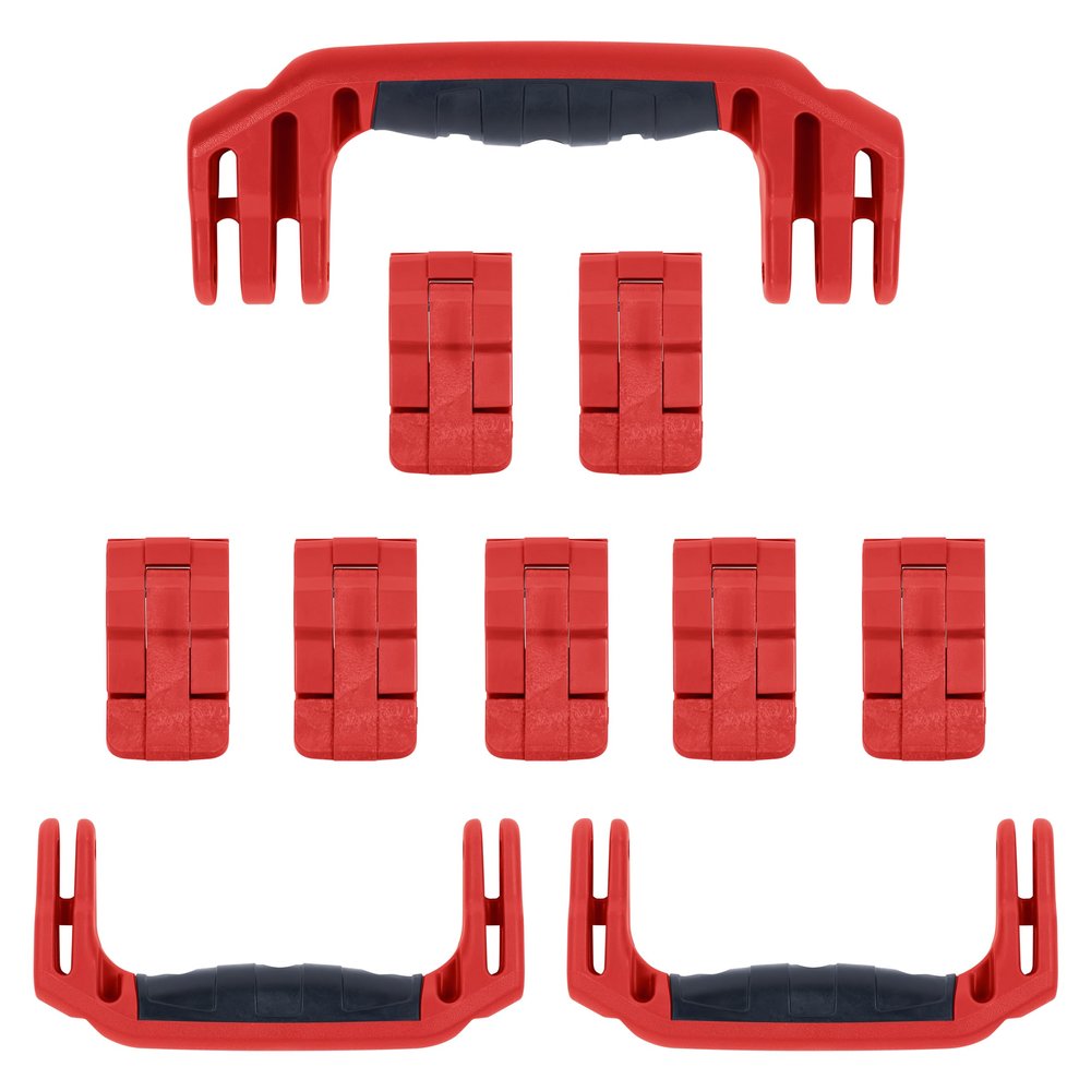 Pelican 1650 Replacement Handle & Latch Set by ColorCase - Red Handles & Double Throw Latches