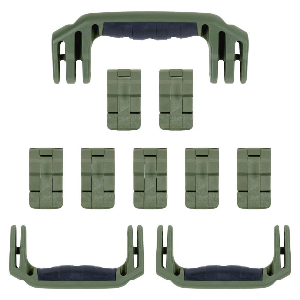 Pelican 1650 Replacement Handle & Latch Set by ColorCase - OD Green Handles & Double Throw Latches