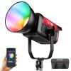 GVM 300C RGB Video Light, 300W Studio Light 2000K-10000K,48,200 Lux@ 1m with Reflector Photography Lighting with Bowens Mount & DMX Control, Studio Light for Film Recording,16 Lighting Effects view 1