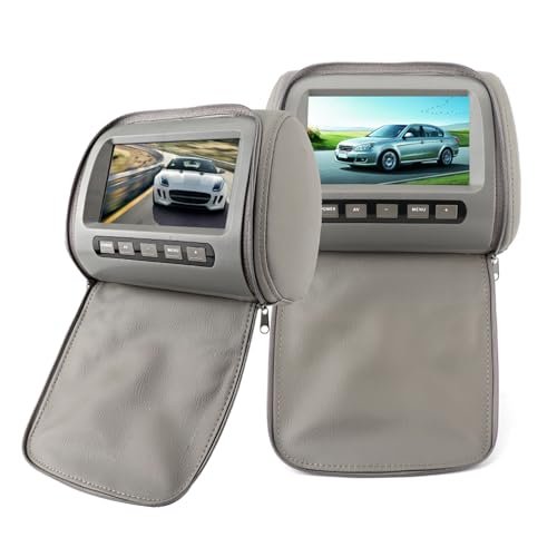 2pcs 7 inch HD Car Headrest LCD Video Player with Zipper Cover Remote Control Gray