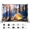 DORCEV 10x8ft Camping Theme Backdrop Forest Campground Canvas Tents Photography Background Hiking Travel Adventure Trip Backgrounds for Kids Birthday Party Decor Adults Portrait Photo Booth Props view 2