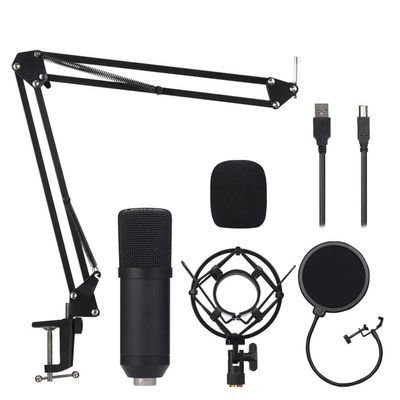 Xcello Microphone, BM700 Black USB Capacitive Microphone Set for Recording, Live Broadcast, and Computer Use