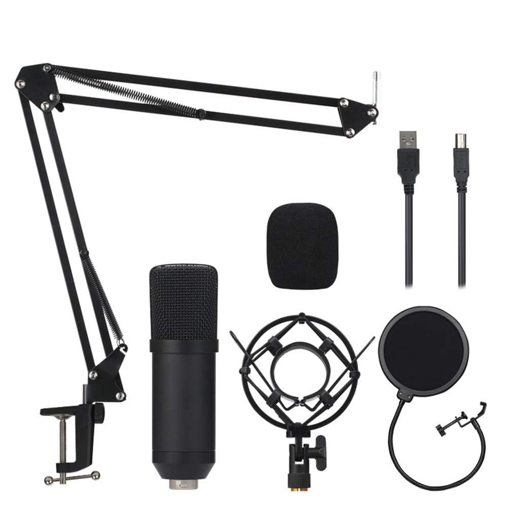 Xcello Microphone, BM700 Black USB Capacitive Microphone Set for Recording, Live Broadcast, and Computer Use