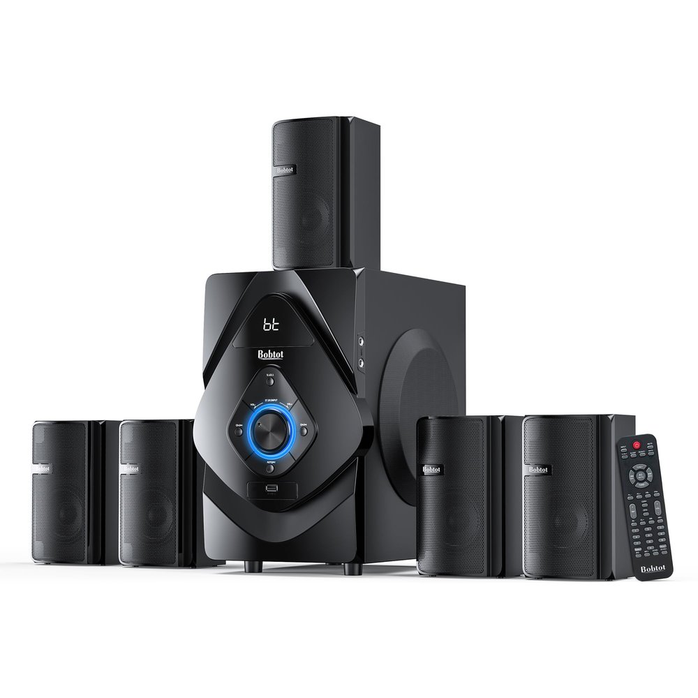 Bobtot Surround Sound Systems Wireless Rear Satellite Speakers - 800W 6.5inch Subwoofer 5.1/2.1 Channel Home Theater Systems with ARC Optical Bluetooth Input