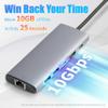 Amazon Basics 6-in-1 USB-C 3.2 (10G) Hub, 1 USB-C 100W PD Input, 2 USB-A, 1 USB-C, HDMI 4K, Ethernet, Light Grey, Light Grey, 4.70 x 1.81 x 0.59 inches view 3