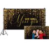 DORCEV We Will Miss You Backdrop Banner 15x8ft Black Gold Going Away Party Photo Backdrop Background Men Women Goodbye Office Work Congrats Retirement Farewell Anniversary Graduation Party Decors view 2