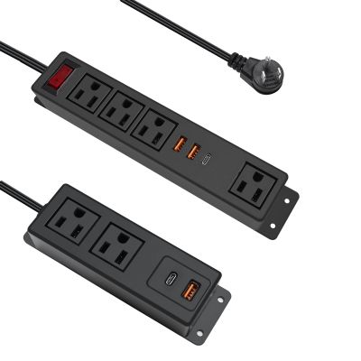 Multiple Plug Outlet with USB C 20W Wall Mounted Power Strip Under Desk Mountable Extension Cord with PD Type C Flat Plug Power Station for Home Workshop Dorm Travel