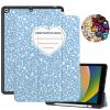Cabreche Compatible with iPad 10.2 inch Case,9th /8th /7th Generation Case (2021/2020/2019) Pencil Holder Stickers Auto Sleep/Wake Cover Girls Women Cute Preppy Notebook Composition Book-Blue view 1