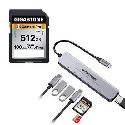 [SD/microSD Card Reader] GIGASTONE 7-in-1 USB C Hub 4K HDMI PD 100W Thunderbolt Docking Station