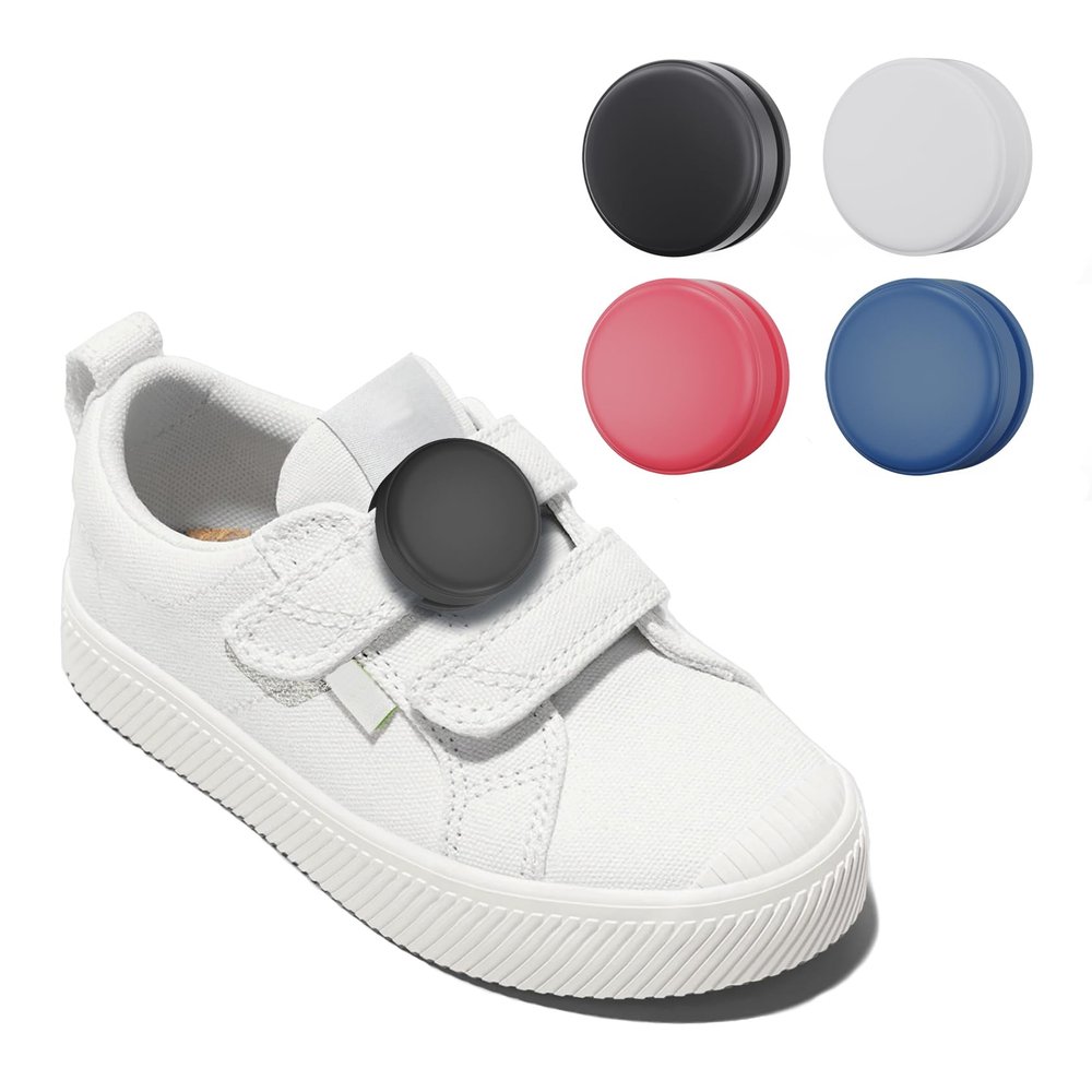 4 Pack AirTag Holder for Kids Shoelaces, Hidden Silicone Air Tag Case Holder for Children Shoes Shoestring (Black, White, Pink, Dark Blue)
