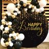 DORCEV Happy Birthday Round Backdrop Cover 7.2x7.2ft Luxury Black and Gold Birthday Party Circle Backdrop Background for Photography Bokeh Glitter Men Birthday Party Decorations Supplies Studio Props view 3