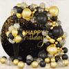 DORCEV Happy Birthday Round Backdrop Cover 7.2x7.2ft Luxury Black and Gold Birthday Party Circle Backdrop Background for Photography Bokeh Glitter Men Birthday Party Decorations Supplies Studio Props view 4