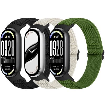 Bcuckood Elastic Bands Compatible with Xiaomi Smart Band 10/9/8 for Women Men, Stretchy Solo Loop Soft Nylon Elastic Strap Replacement Wristband for Xiaomi Mi Band 10/9/83 PCS
