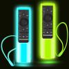 2Pack Cover for Samsung Solar Remote, Case Compatible with Samsung Smart TV Remote Control Glow in The Dark Universal Silicone Skin Sleeve with Lanyard Green Blue view 1