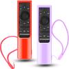 2Pack Cover for Samsung Solar Remote, Case Compatible with Samsung Smart TV Remote Control Universal Silicone Skin Sleeve with Lanyard Red Purple view 1