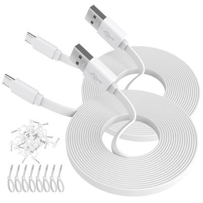 ANLINK 2-Pack 20ft Flat Micro USB Cable, Charging and Data Sync, 6M Micro USB Cord for WyzeCam, Wyze Cam Pan, WYZE Cam OG, NestCam Indoor, Blink and More Home Security Cameras-White