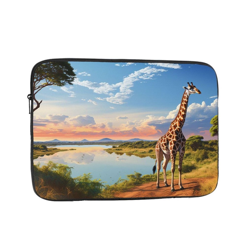 African Landscape with Nile River and Giraffe Laptop Case Laptop Sleeve Bag Portable Laptop Bag Shockproof Protective Computer Bag 10 inch