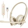 awatrue USB Headset with Microphone for PC Laptop - Headphones with Noise Cancelling Microphone for Computer,On-Ear Wired Office Call Center Headset for Boom Skype Webinars,Lightweight-Apricot view 1