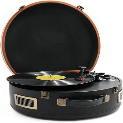 LEONYS Record Player, Portable Suitcase Record Player, 3-Speed Belt-Driven Turntable with Built-in Speakers,Support USB Playback/RC
