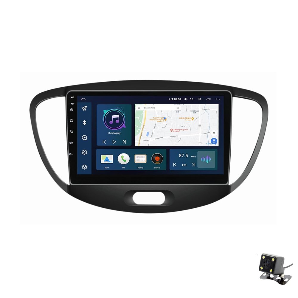ADMLZQQ Double Din Car Stereo Multimedia with Bluetooth and 9" Touchscreen Android 11 for Hyundai i10 2007-2013, with GPS/Car-Play Android/SWC/Backup Camera/Mirror Link/4G WiFi,Y3 4+64g