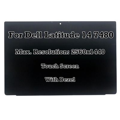 14.0" Replacement for Dell Latitude 14 7480 QHD 2560x1440 LCD LED Touch Screen Display Digitizer Assembly with Bezel