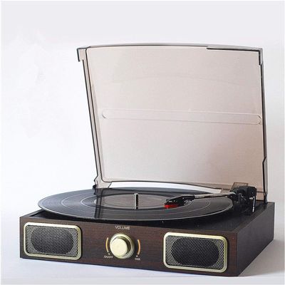 LEONYS Record Players Retro, am fm Radio Nostalgic Gramophone Vinyl Record Player Portable Stereo LP Turntables PC Computer Turn