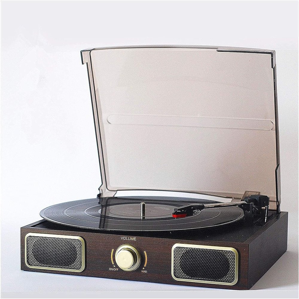 LEONYS Record Players Retro, am fm Radio Nostalgic Gramophone Vinyl Record Player Portable Stereo LP Turntables PC Computer Turn