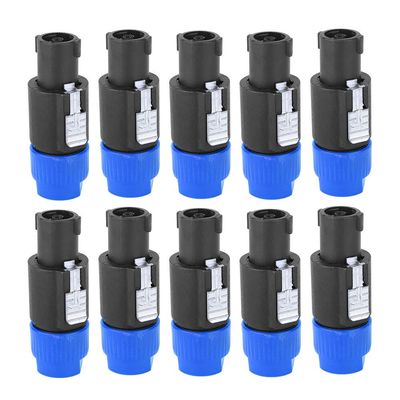 10PCS Audio Speaker Connector C NL4FC Speaker Plug User Friendly Locking 4 Pin Plug Cable Connector (Blue)