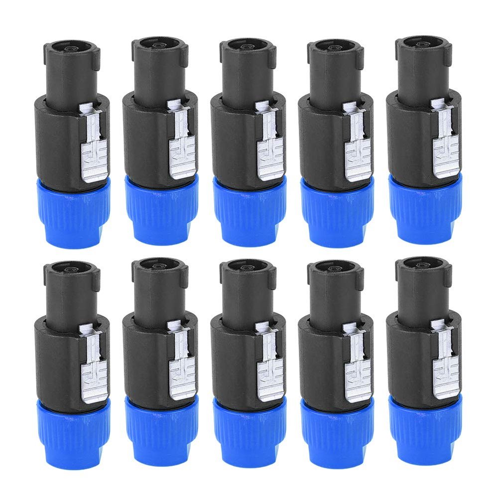10PCS Audio Speaker Connector C NL4FC Speaker Plug User Friendly Locking 4 Pin Plug Cable Connector (Blue)