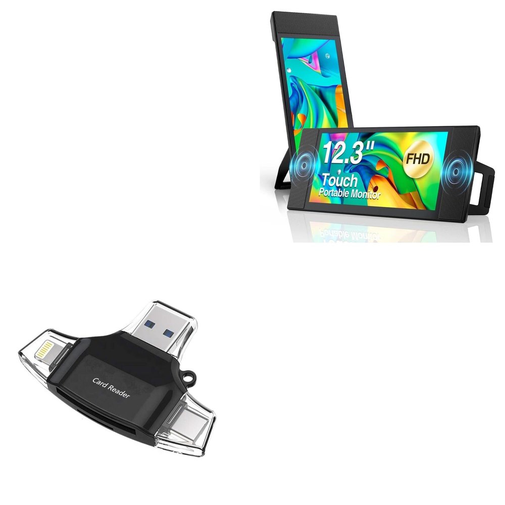 BoxWave Smart Gadget Compatible with Kefeya L1 Touch Portable Monitor (12.3 in) - AllReader SD Card Reader, microSD Card Reader SD Compact USB - Jet Black