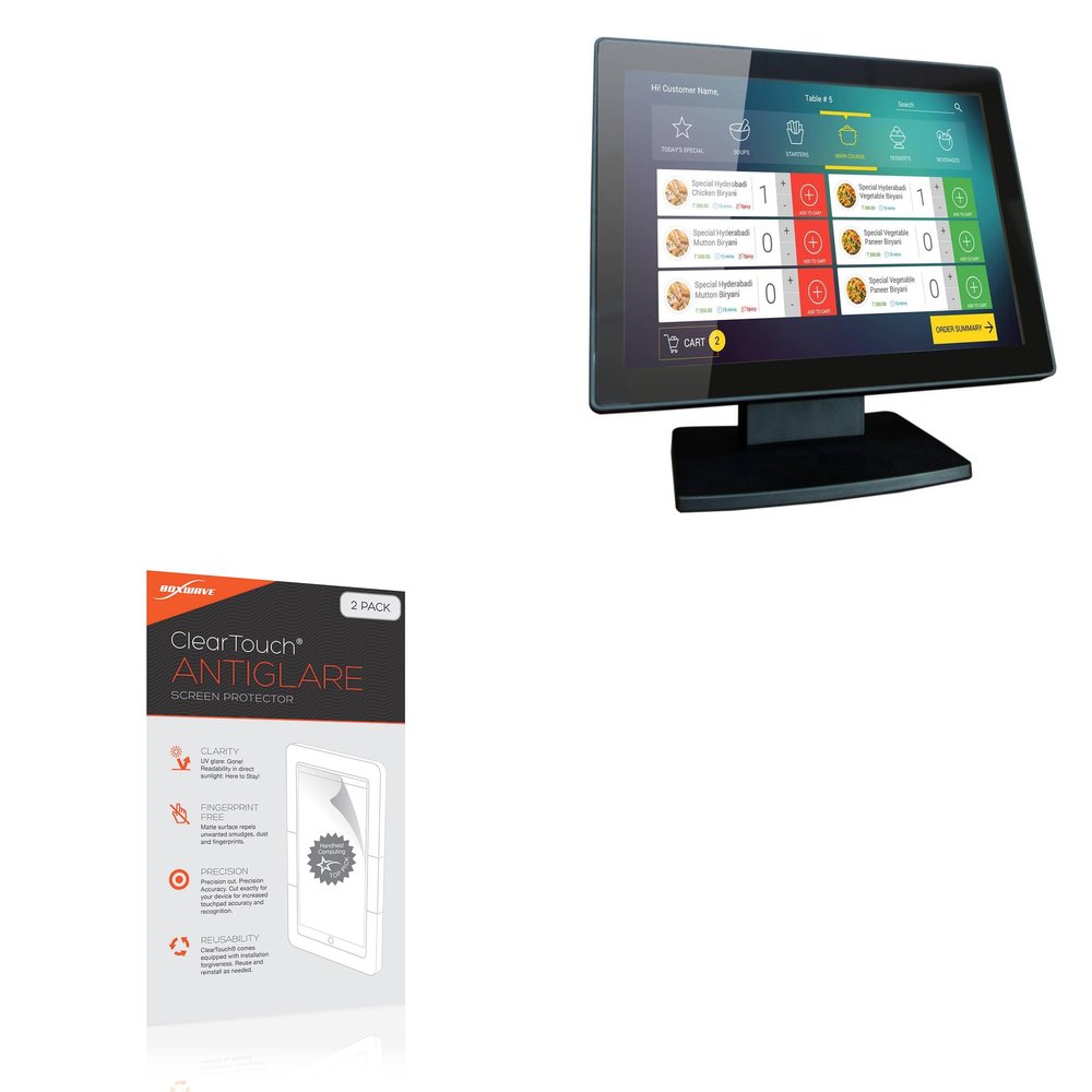 BoxWave Screen Protector Compatible with Angel POS EV-VUEA-ZU8H - ClearTouch Anti-Glare (2-Pack), Anti-Fingerprint Matte Film Skin