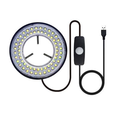 Light Microscope LED Ring Illuminator, USB Adjustable LED Ring Light for Industry Monocular Binocular Trinocular Stereo Microscope & Camera (64 LED)