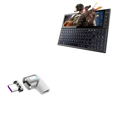 BoxWave Adapter Compatible with Fagomfer FICIHP Touchscreen Keyboard (12.6 in) - MagnetoSnap PD Angle Adapter, Magnetic Charging Connector Device Saver - Metallic Silver