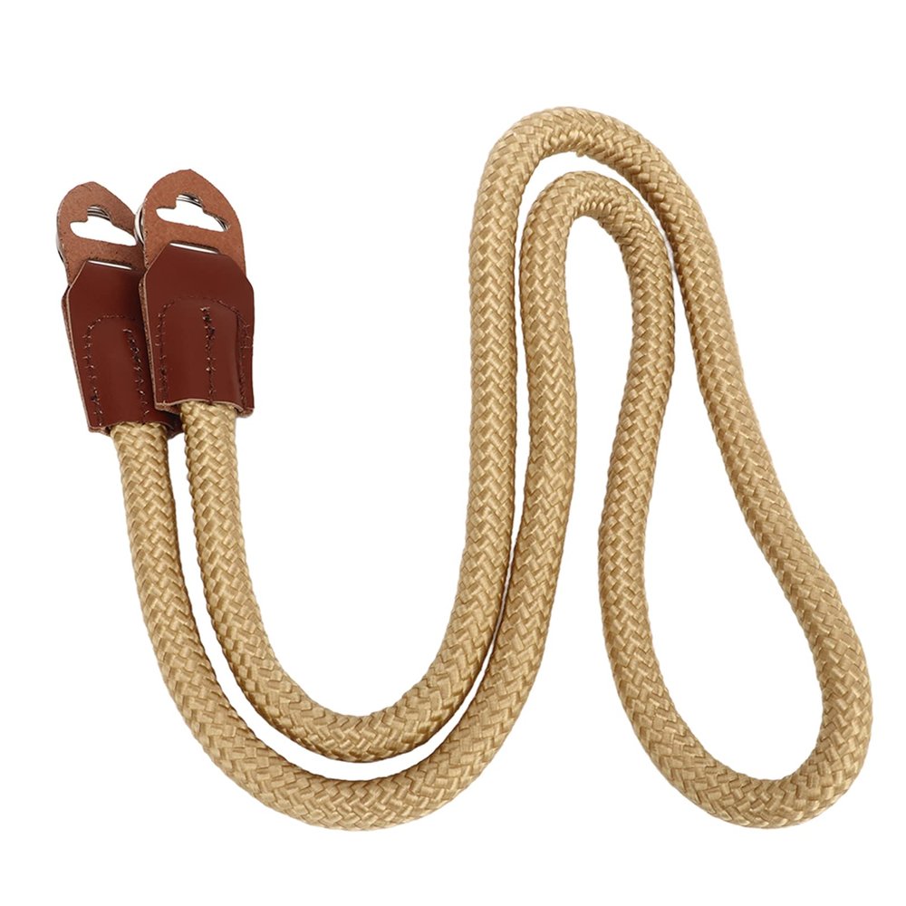 Haofy Camera Shoulder Belt, Cowhide Joint Unique Cylindrical Design Camera Neck Shoulder Strap for Outdoor Camping (Khaki)