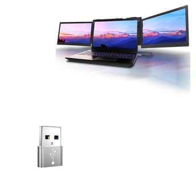 BoxWave Adapter Compatible with Kefeya P2 PRO Portable Monitor Laptop Screen Extender (13.3 in) - USB-A to C PortChanger (5-Pack), Type-C OTG Convert Charging Data Adapter - Metallic Silver