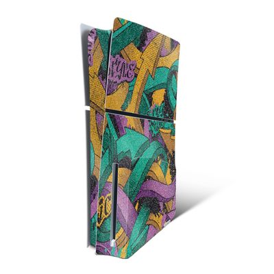 MightySkins Glossy Glitter Skin Compatible with Playstation 5 PS5 Slim Disk Edition Bundle - Triadic Arrows | Protective, Durable High-Gloss Glitter Finish | Easy to Apply | Made in The USA