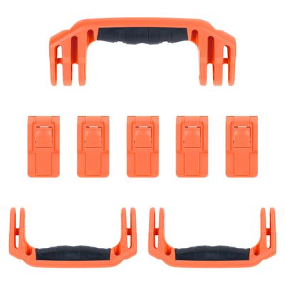 Pelican 1637 Replacement Handle & Latch Set by ColorCase - Orange Handles & Push Button Latches