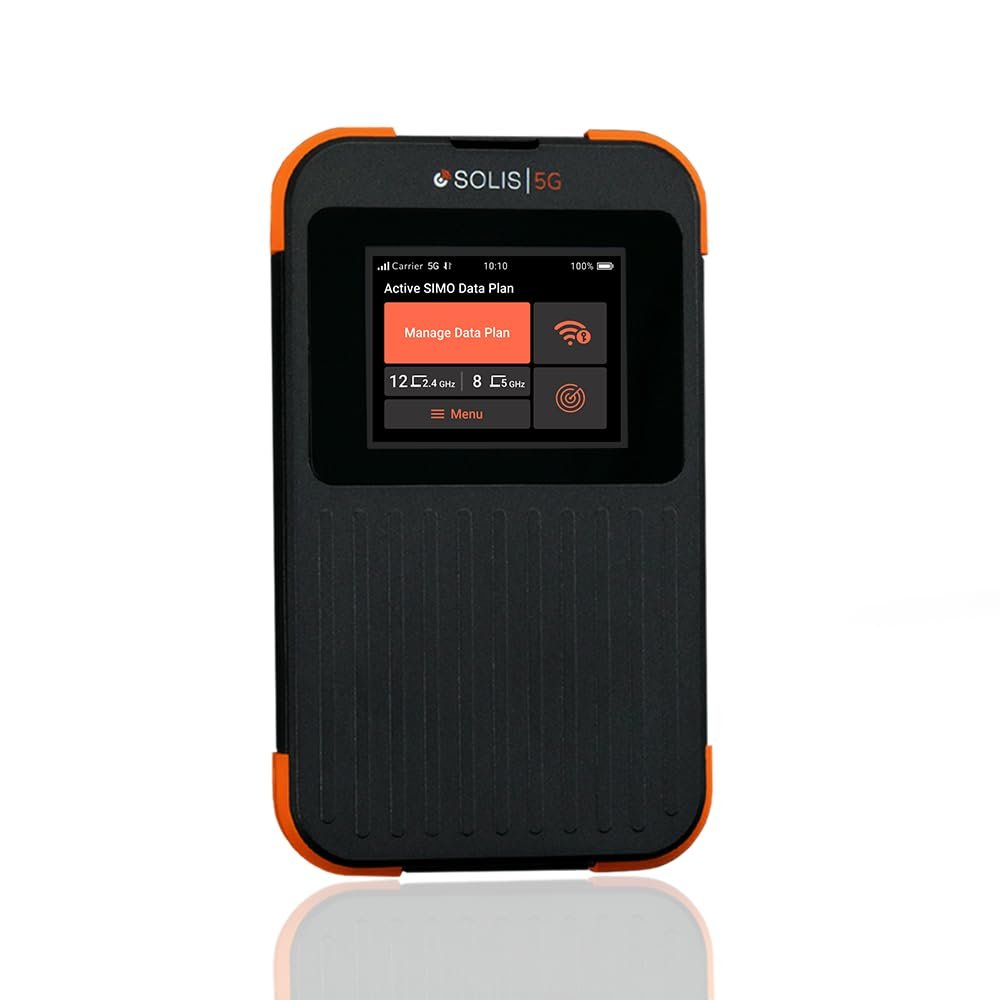 SIMO Solis 5G WiFi Mobile Hotspot for Travel, Local and International Coverage Router, Multi-Carrier Access, No Contract Required, Supports 16 Devices, 1GB/Month Lifetime Data Included (Renewed)