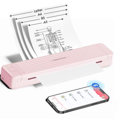 PokeLabel Mobile Portable Wireless Printer, P831 Portable Thermal Transfer Printer, Bluetooth & Inkless, 300DPI, Support US Letter/A4/A5/B5 Plain Paper, Ideal for Business Travel