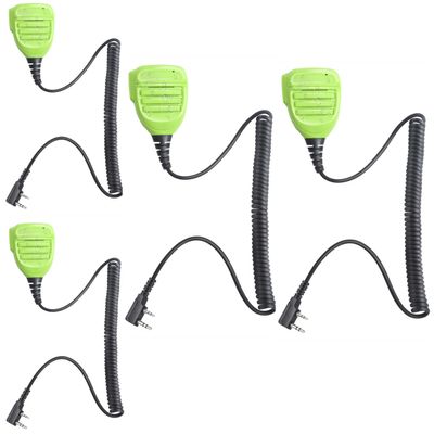 2 Pin K1 Shoulder Mic Walkie Talkie External Speaker Microphone Compatible with Baofeng,Kenwood,Retevis Radios RT21 RT22 UV5R BF-888S BF-F8HP TK(Lime Green,IP54 Waterproof,4Pack)