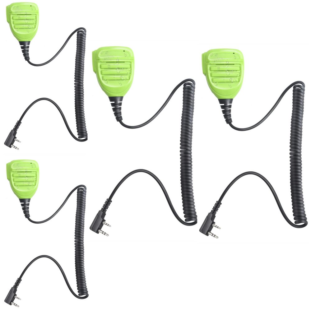2 Pin K1 Shoulder Mic Walkie Talkie External Speaker Microphone Compatible with Baofeng,Kenwood,Retevis Radios RT21 RT22 UV5R BF-888S BF-F8HP TK(Lime Green,IP54 Waterproof,4Pack)