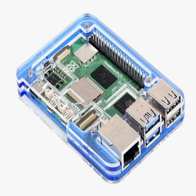 Blue Transparent Acrylic Protection Case for Raspberry Pi 5, Supports Installing Official Active Cooler @XYGStudy (PI5-CASE-E)