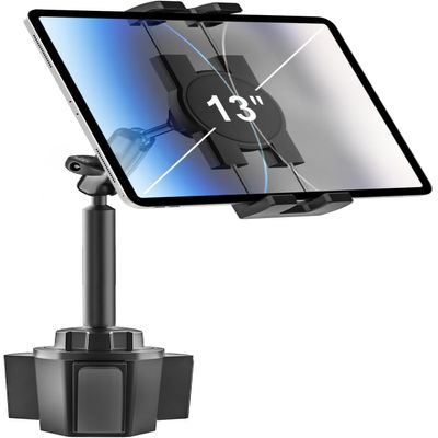 woleyi Cup Holder Tablet Holder for Car Mount - [Metal Arm] Heavy Duty Adjustable Car Cup Tablet Mount Truck Car Accessories, for 4-13" Tablets iPad Pro Air Mini, Galaxy Fold, Kindle Fire, iPhone