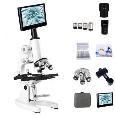 Kngiybo Student Binocular Microscope, Household Professional Equipment, Biological Optics and Electronic Science Experiment, Built-in LED Fill Light, Integrated Vernier Caliper, Gift(Size:A)