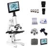 Kngiybo Student Binocular Microscope, Household Professional Equipment, Biological Optics and Electronic Science Experiment, Built-in LED Fill Light, Integrated Vernier Caliper, Gift(Size:A) view 1