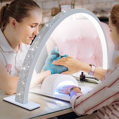 KMLSHLL Half Moon Nail Desk Lamp, 48W Manicure LED Light with 3360 Lumen Stepless Dimming and Wire Controller, 3 Light Modes