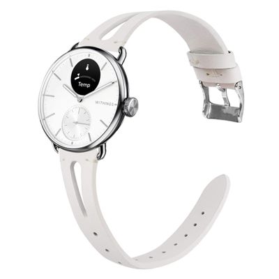 Lamshaw Compatible for Withings Smartwatch Bands, 18mm, 20mm Slim Vintage Leather Strap Replacement for Women, Man, Wristband Accessories (20mm size bands, White)