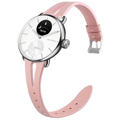 Lamshaw Compatible for Withings Smartwatch Bands, 18mm, 20mm Slim Vintage Leather Strap Replacement for Women, Man, Wristband Accessories (20mm size bands, Pink)
