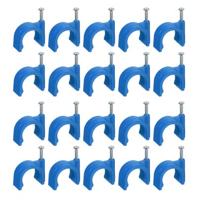 uxcell Cable Clips with Steel Nail, 50Pcs 20mm/0.79" Plastic Cable Wire Clips, Ethernet Cable Clips Nail in Cable Clips for Home Wires Cables Cords Management, Blue